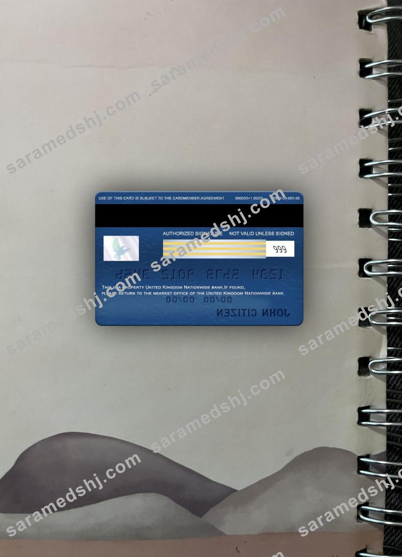 United Kingdom Nationwide bank visa classic card photolook back